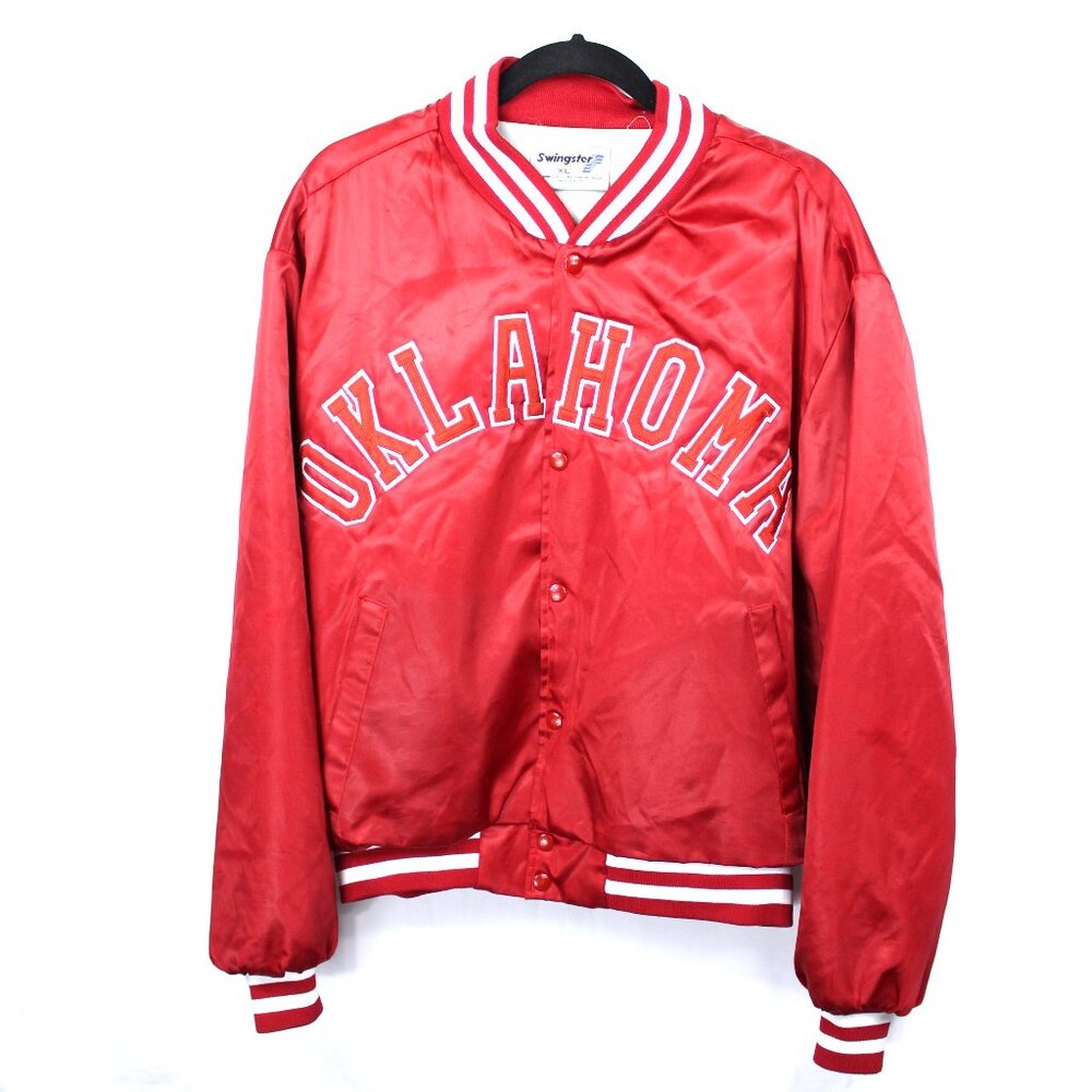 Oklahoma Sooners OU Swingster Brand Satin Bomber Jacket USA Size XL Vintage 80's